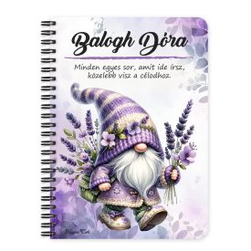   Személyre szabható - Kalandor Levendulás manó mintás füzet