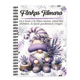   Személyre szabható - Kedves Levendulás manó mintás füzet