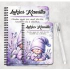 Személyre szabható - Cuki fekvő levendulás manólány mintás füzet