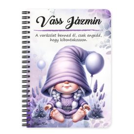  Személyre szabható - Lufis levendulás manólány mintás füzet
