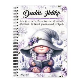   Személyre szabható - Könyvmoly levendulás manólány mintás füzet