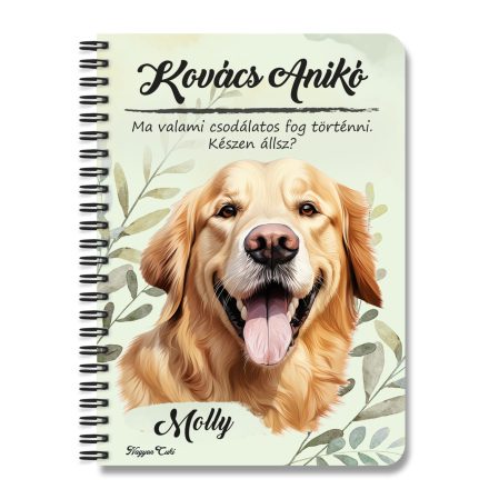 Személyre szabható - Golden Retriever portré mintás füzet