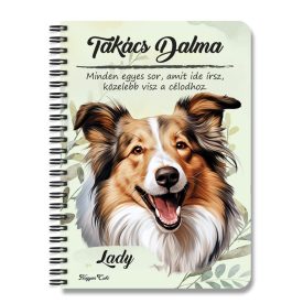   Személyre szabható - Vidám Skót juhászkutya portré mintás füzet
