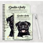 Személyre szabható -  Fekete mopsz portré mintás füzet