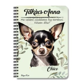 Személyre szabható - Fekete Csivava portré mintás füzet