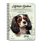 Személyre szabható - Trikolor Cavalier King Charles spániel portré mintás füzet