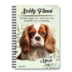   Személyre szabható - Vörös Cavalier King Charles spániel portré mintás füzet