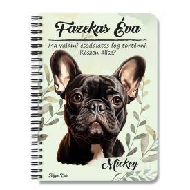   Személyre szabható - Fekete francia bulldog portré mintás füzet