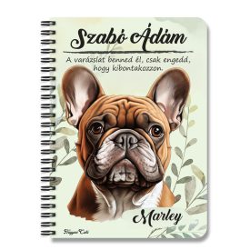  Személyre szabható - Barna francia bulldog portré mintás füzet