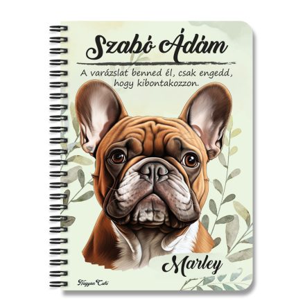 Személyre szabható - Barna francia bulldog portré mintás füzet