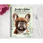 Személyre szabható - Barna francia bulldog portré mintás füzet