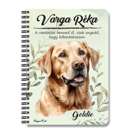 Személyre szabható - Sárga Labrador Retriever portré mintás füzet