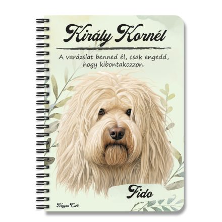 Személyre szabható - Fehér puli portré mintás füzet