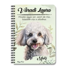   Személyre szabható - Kis fehér uszkár portré mintás füzet