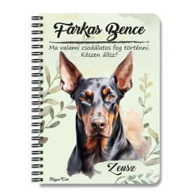   Személyre szabható - Álló fülű Dobermann portré mintás füzet