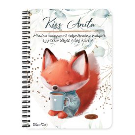 Személyre szabható - Kávés Róka mintás füzet