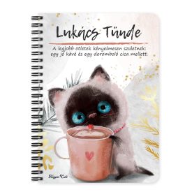 Személyre szabható - Kávézós cicus mintás füzet