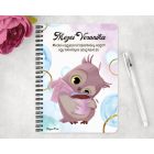 Személyre szabható - Cuki kávés bagoly mintás füzet