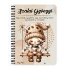 Személyre szabható - Hintázó kávés manó lány mintás füzet