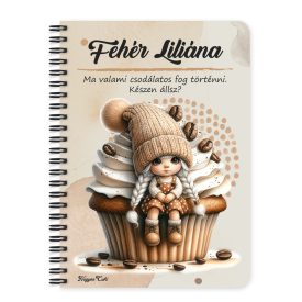   Személyre szabható - Muffin kávés manó lány mintás füzet