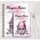 Személyre szabható - Pöttyös sapkás fodrász manólány mintás füzet