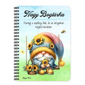   Személyre szabható - Hintázó napraforgós manó mintás füzet