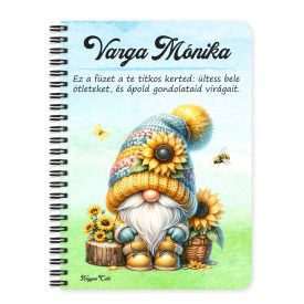   Személyre szabható - Ülő napraforgós manó mintás füzet