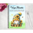 Személyre szabható - Ülő napraforgós manó mintás füzet