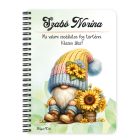 Személyre szabható -  Kedves kis napraforgós manó mintás füzet