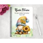 Személyre szabható -  Kedves kis napraforgós manó mintás füzet