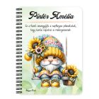 Személyre szabható - Szép szemű hintázó napraforgós manó mintás füzet