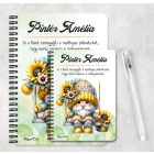 Személyre szabható - Szép szemű hintázó napraforgós manó mintás füzet