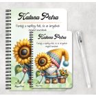 Személyre szabható - Cuki kukucs napraforgós manó mintás füzet