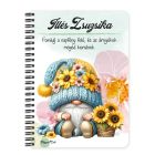 Személyre szabható - Napraforgós manó kosárral mintás füzet