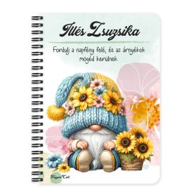   Személyre szabható - Napraforgós manó kosárral mintás füzet