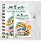 Személyre szabható - Napraforgós manó kosárral mintás füzet