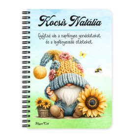   Személyre szabható - Cuki sapkás napraforgós manó mintás füzet