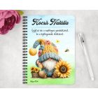 Személyre szabható - Cuki sapkás napraforgós manó mintás füzet