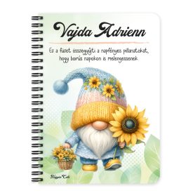   Személyre szabható - Cuki napraforgós manó kosárral mintás füzet