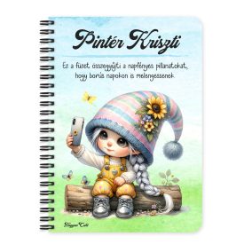   Személyre szabható - Selfie napraforgós manó lány mintás füzet