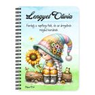 Személyre szabható - Napraforgós manó lány cuki békával mintás füzet