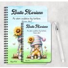 Személyre szabható - Szívecskés napraforgós manó lány mintás füzet