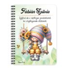 Személyre szabható - Hintázós napraforgós manó lány mintás füzet