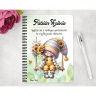 Személyre szabható - Hintázós napraforgós manó lány mintás füzet