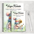 Személyre szabható - Katicás napraforgós manó lány mintás füzet