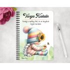 Személyre szabható - Katicás napraforgós manó lány mintás füzet