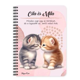   Személyre szabható - Puszilkodós cuki cicák mintás füzet
