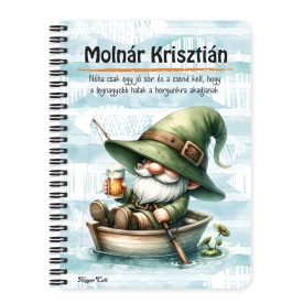   Személyre szabható - Horgász manó és egy korsó sör mintás füzet