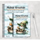 Személyre szabható - Horgász manó és egy korsó sör mintás füzet