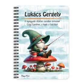 Személyre szabható - Gombás horgász manó mintás füzet